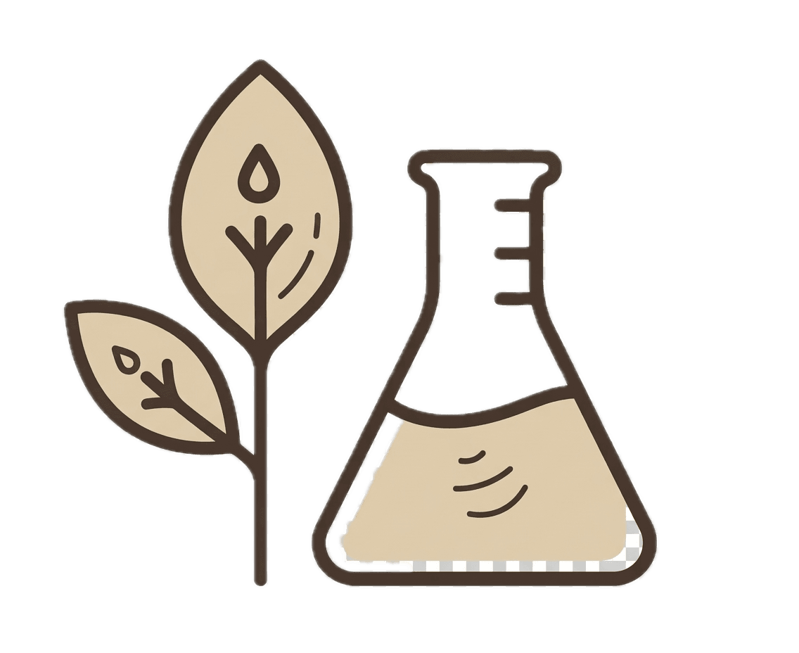 Clean formulas: botanicals and lab flask