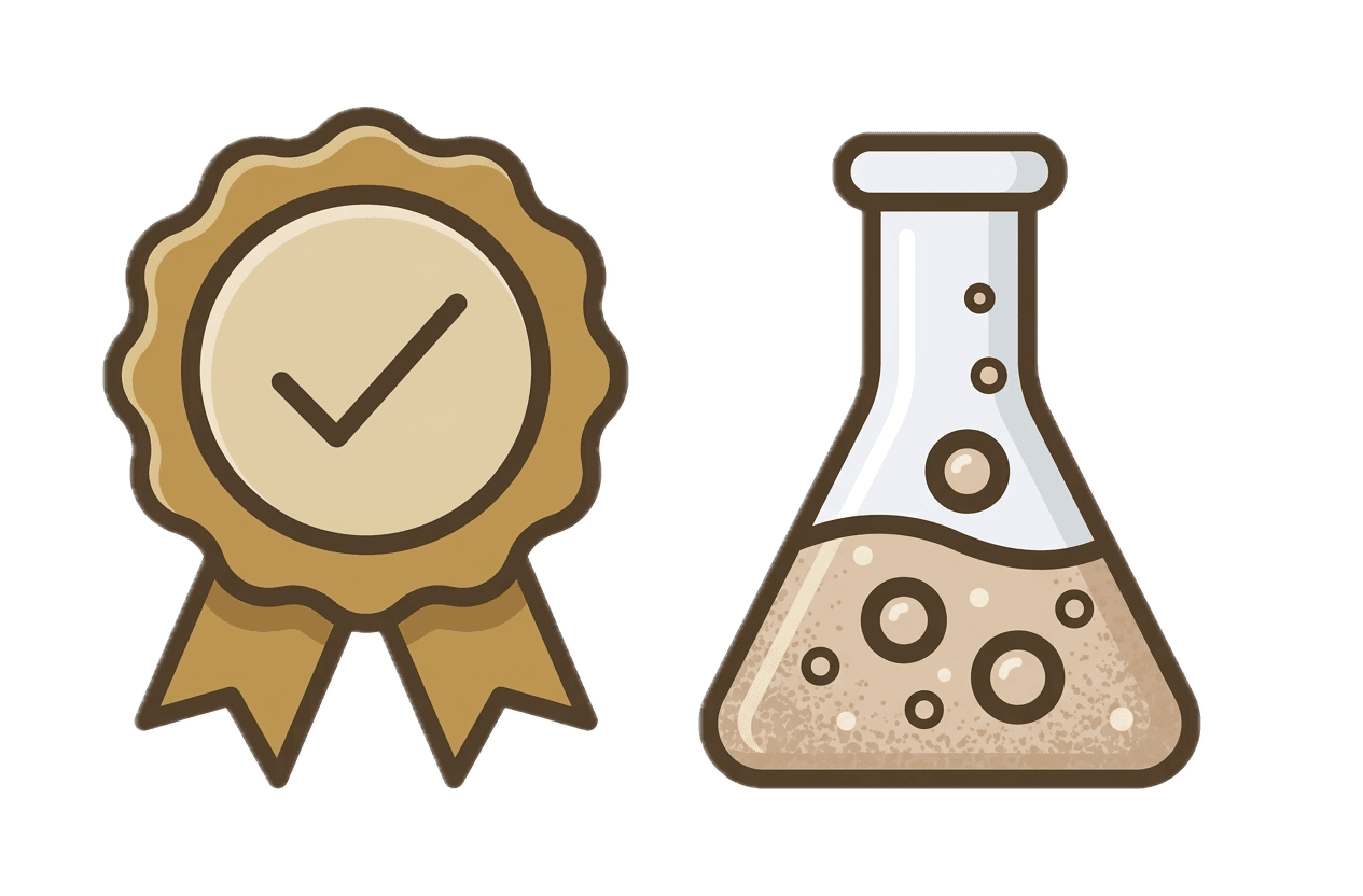 Efficacy: seal and flask illustration